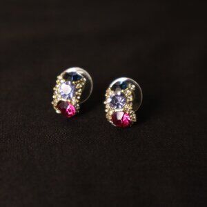 Gold-Tone Multicolor Crystal Stud Earrings